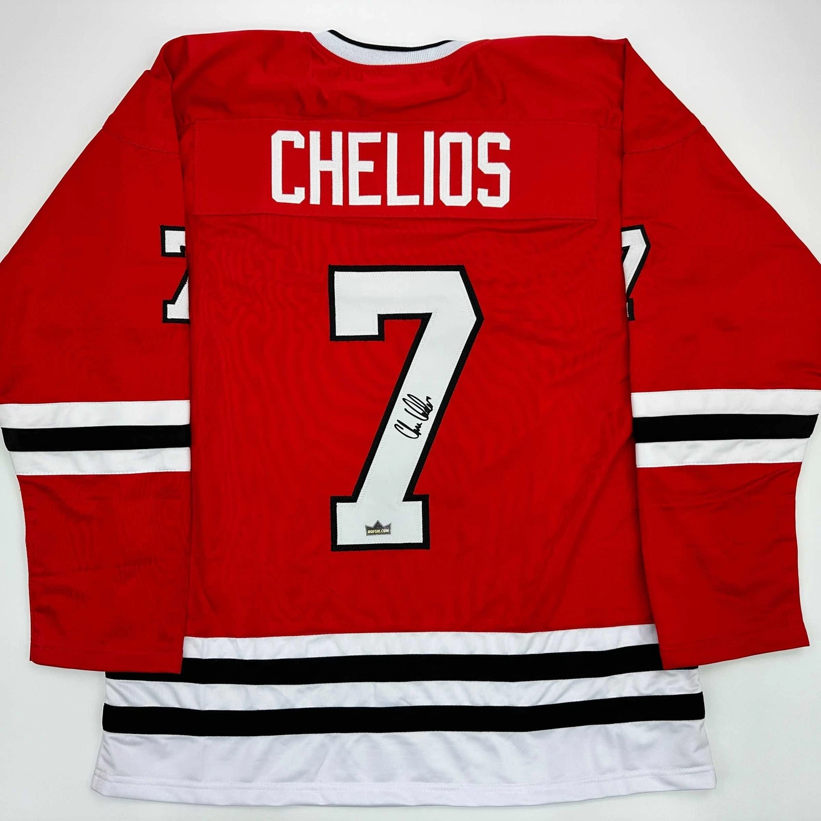 Facsimile Autographed Chris Chelios Chicago Red Reprint Jersey Size Men's XL