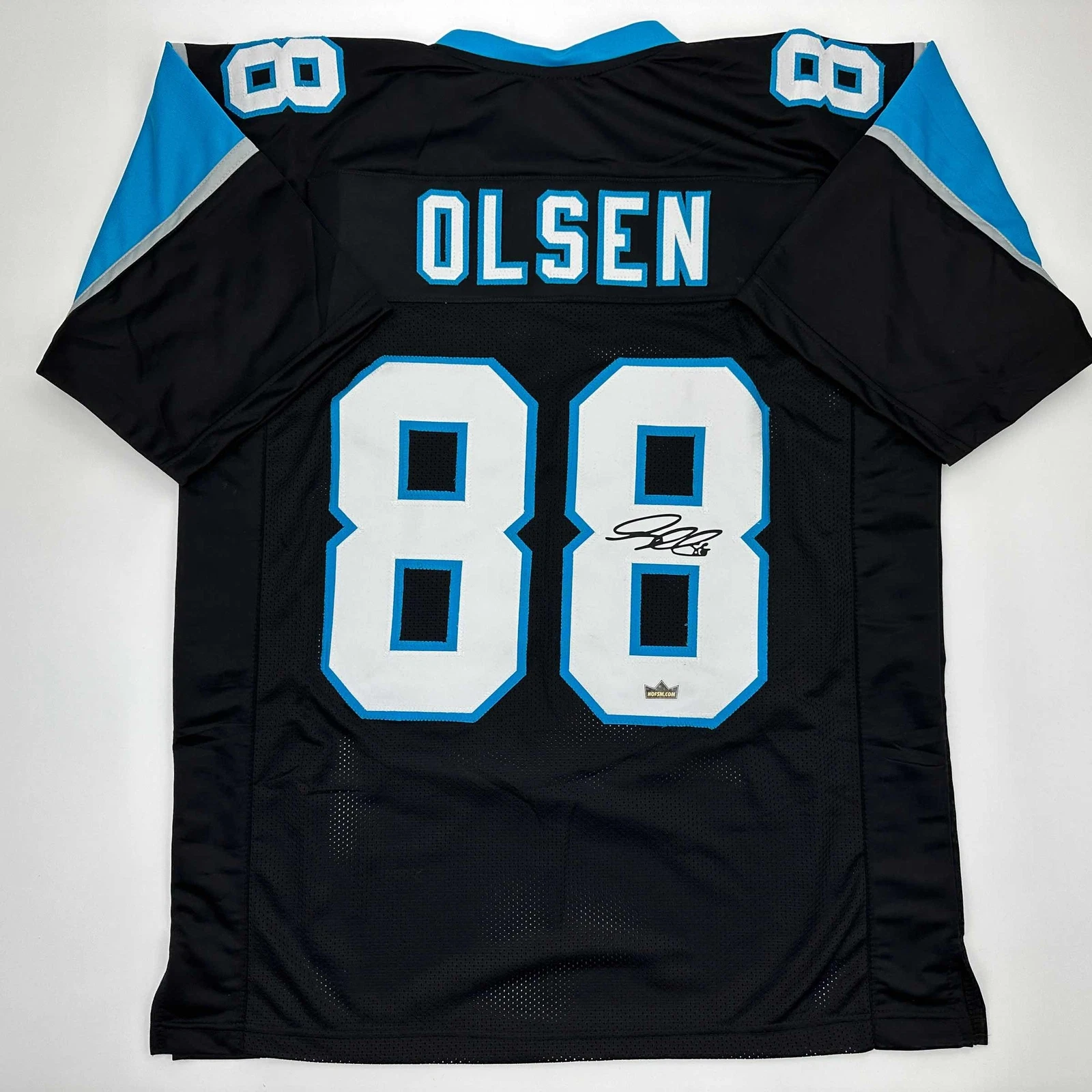 Facsimile Autographed Greg Olsen Carolina Black Reprint Jersey Size Men's XL