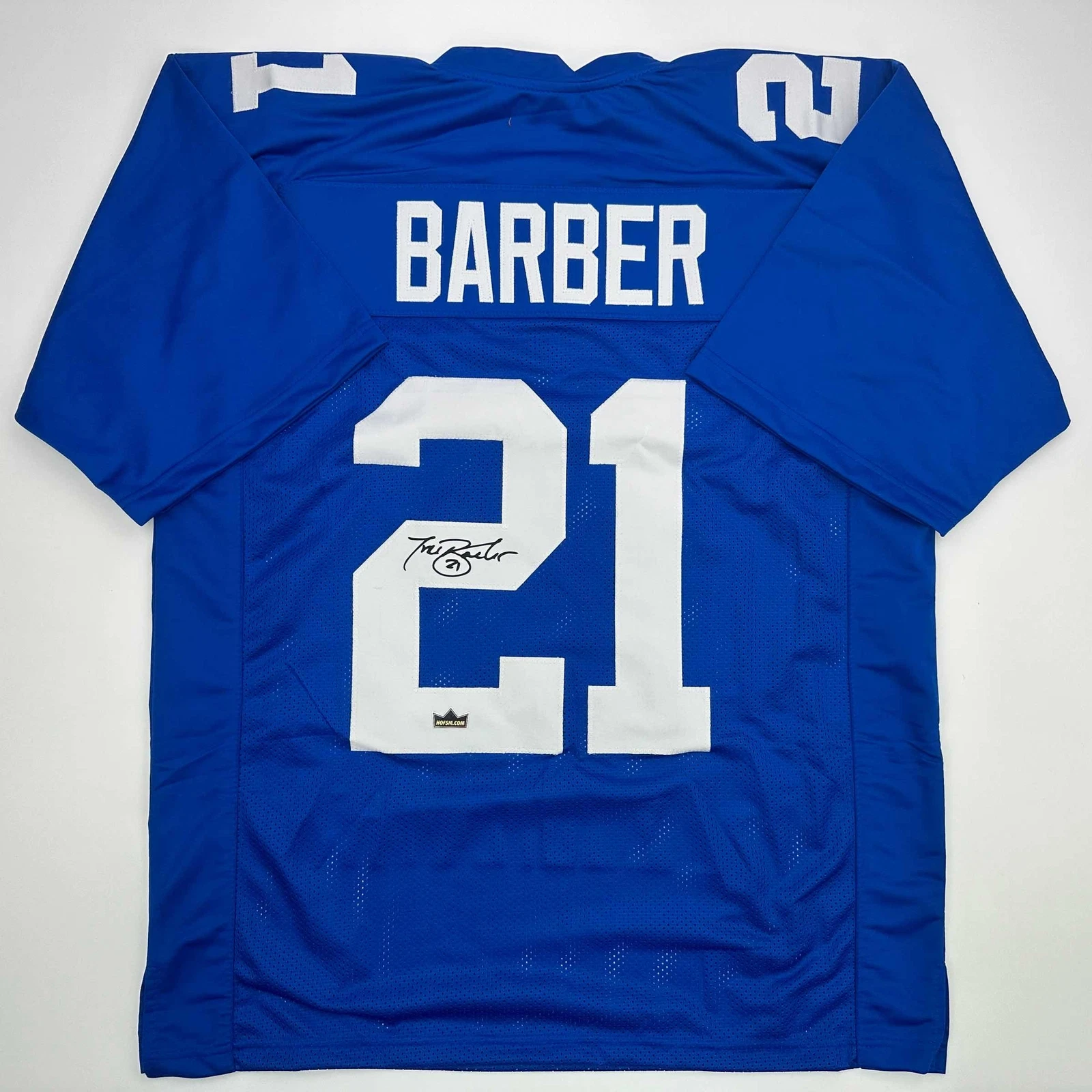 Facsimile Autographed Tiki Barber New York Blue Reprint Jersey Size Men's XL