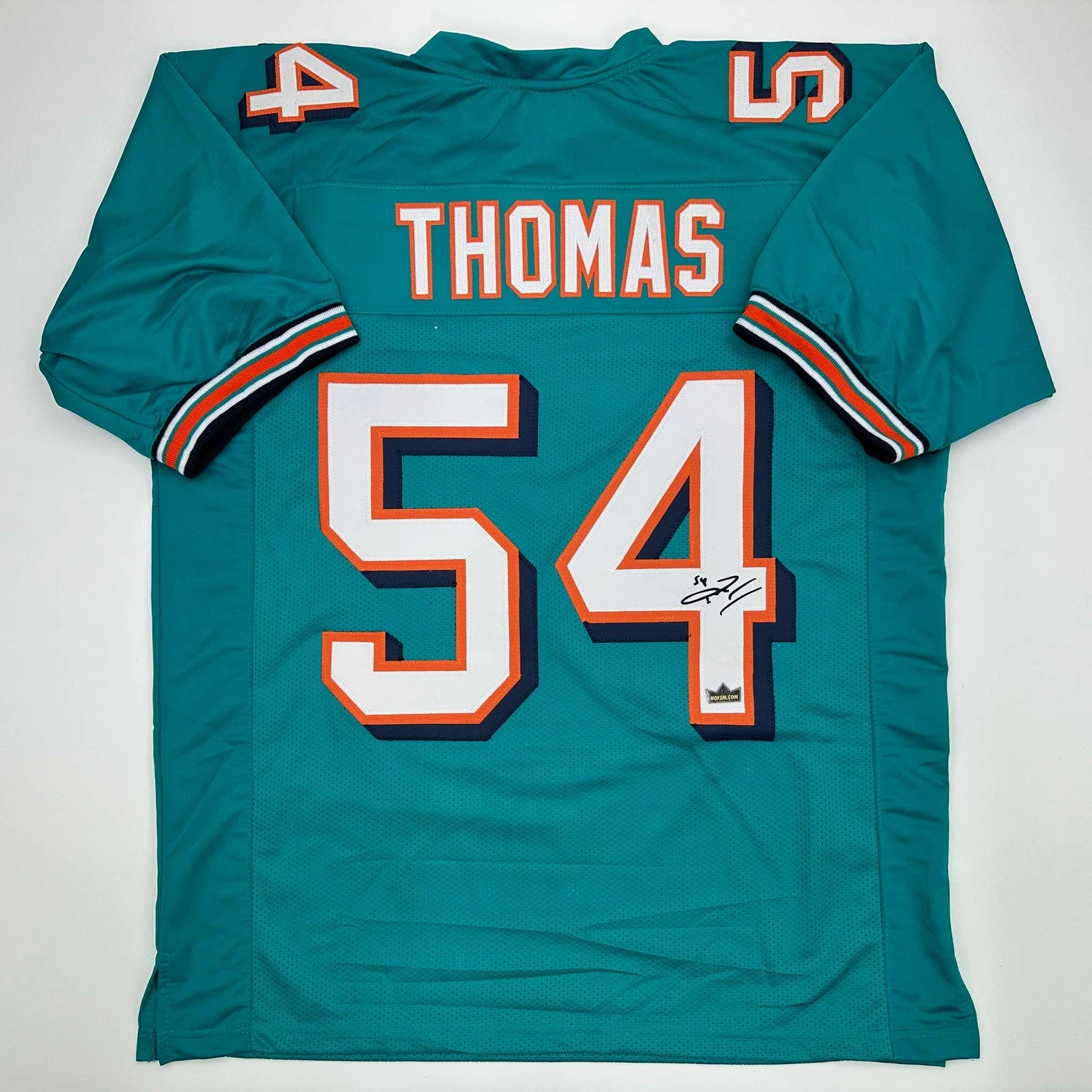 Facsimile Autographed Zach Thomas Miami Teal Reprint Jersey Size Men's XL