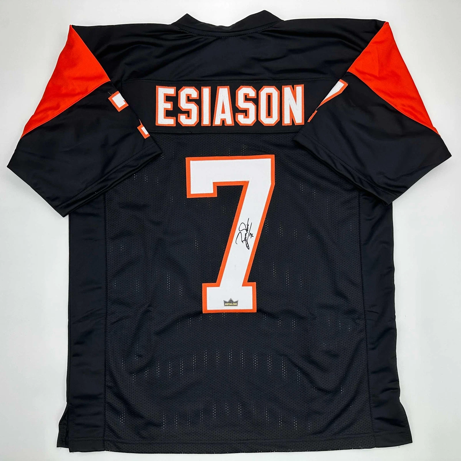 Facsimile Autographed Boomer Esiason Cincinnati Black Reprint Jersey Men's XL