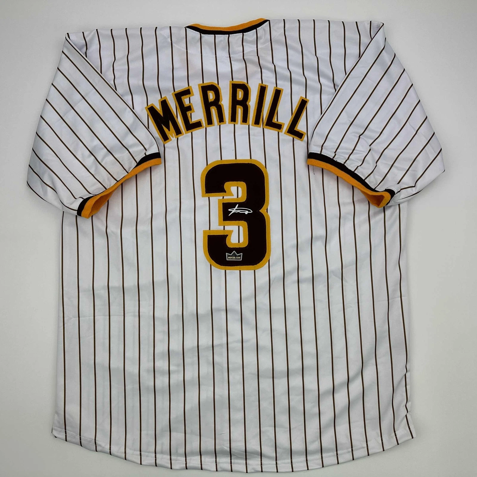 Facsimile Autographed Jackson Merrill San Diego Pinstripe Reprint Jersey Mens XL