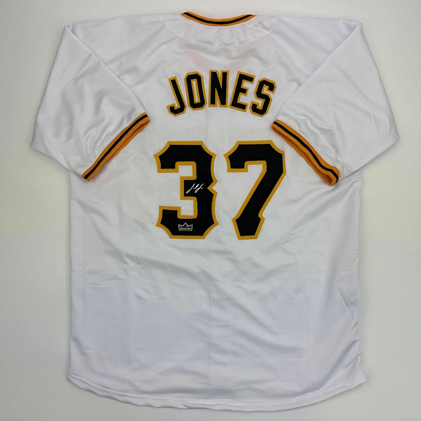 Facsimile Autographed Jared Jones Pittsburgh White Reprint Jersey Size Men's XL