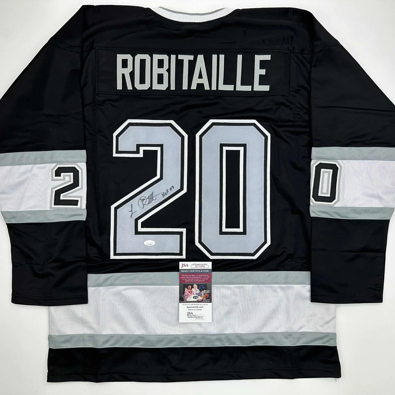 Autographed/Signed Luc Robitaille HOF 09 Los Angeles LA Black Jersey JSA COA