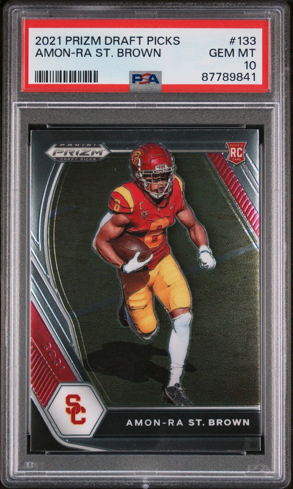 Graded 2021 Panini Prizm DP Amon-Ra St. Brown #133 Rookie Football Card PSA 10
