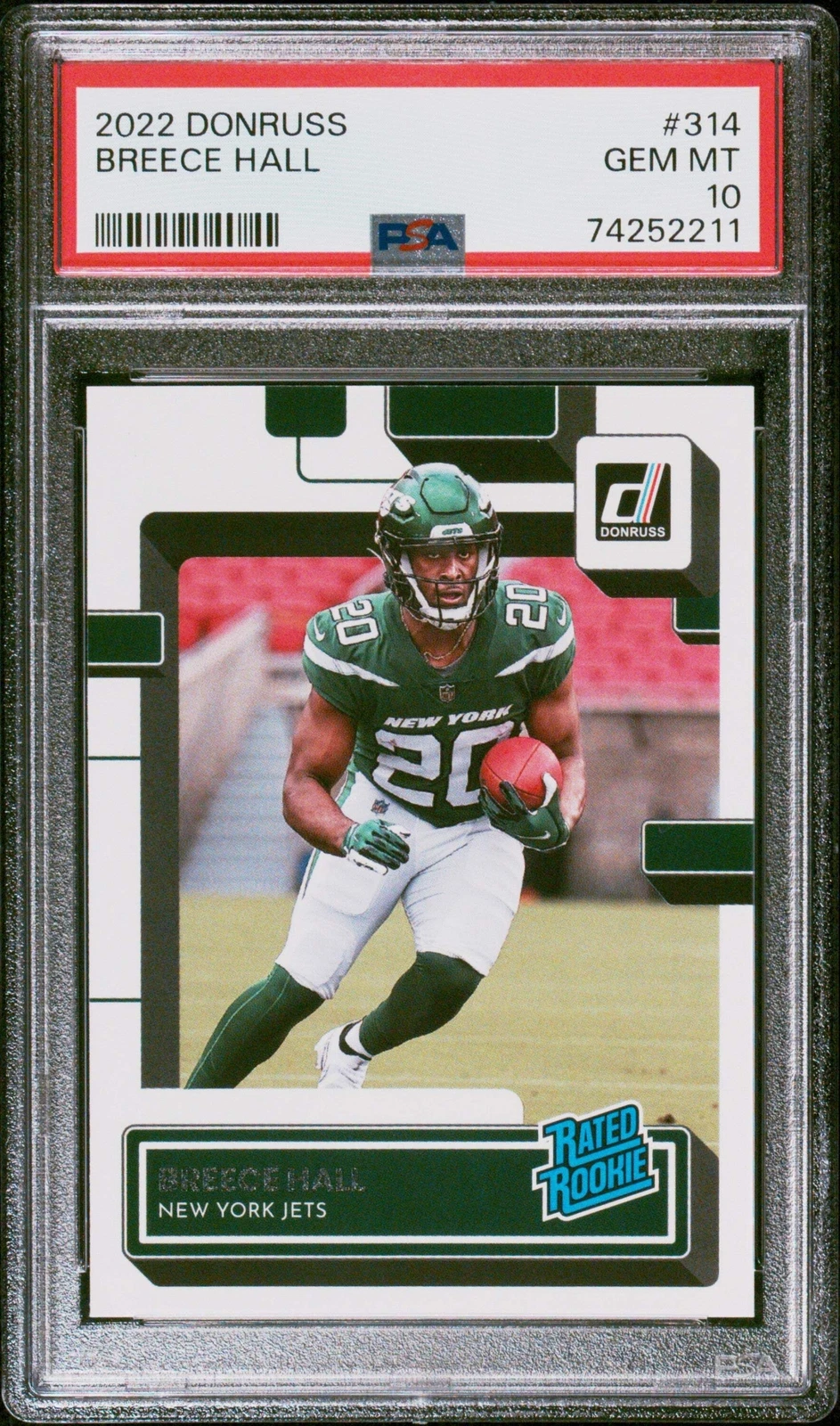 Graded 2022 Panini Donruss Breece Hall #314 Rookie RC Football Card PSA 10 Gem