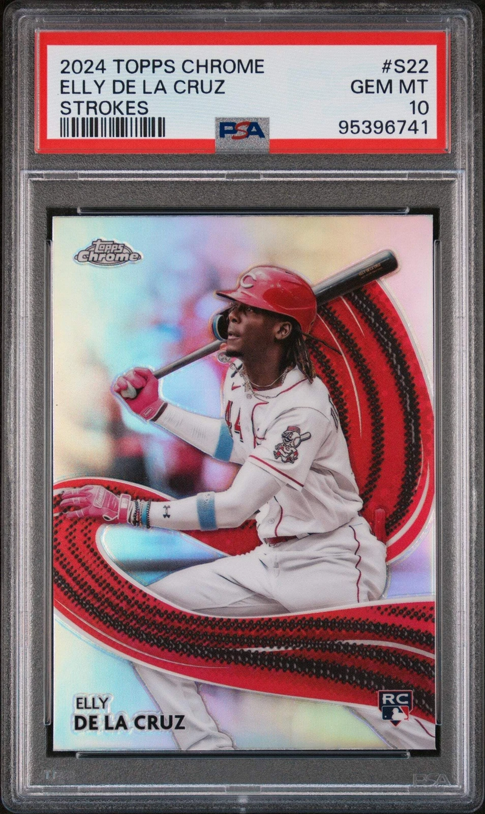 Graded 2024 Topps Chrome Elly De La Cruz #S22 Strokes RC Baseball Card PSA 10