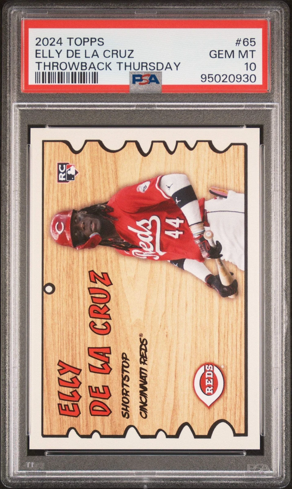 Graded 2024 Topps Elly De La Cruz #65 Throwback Thursday RC Baseball Card PSA 10