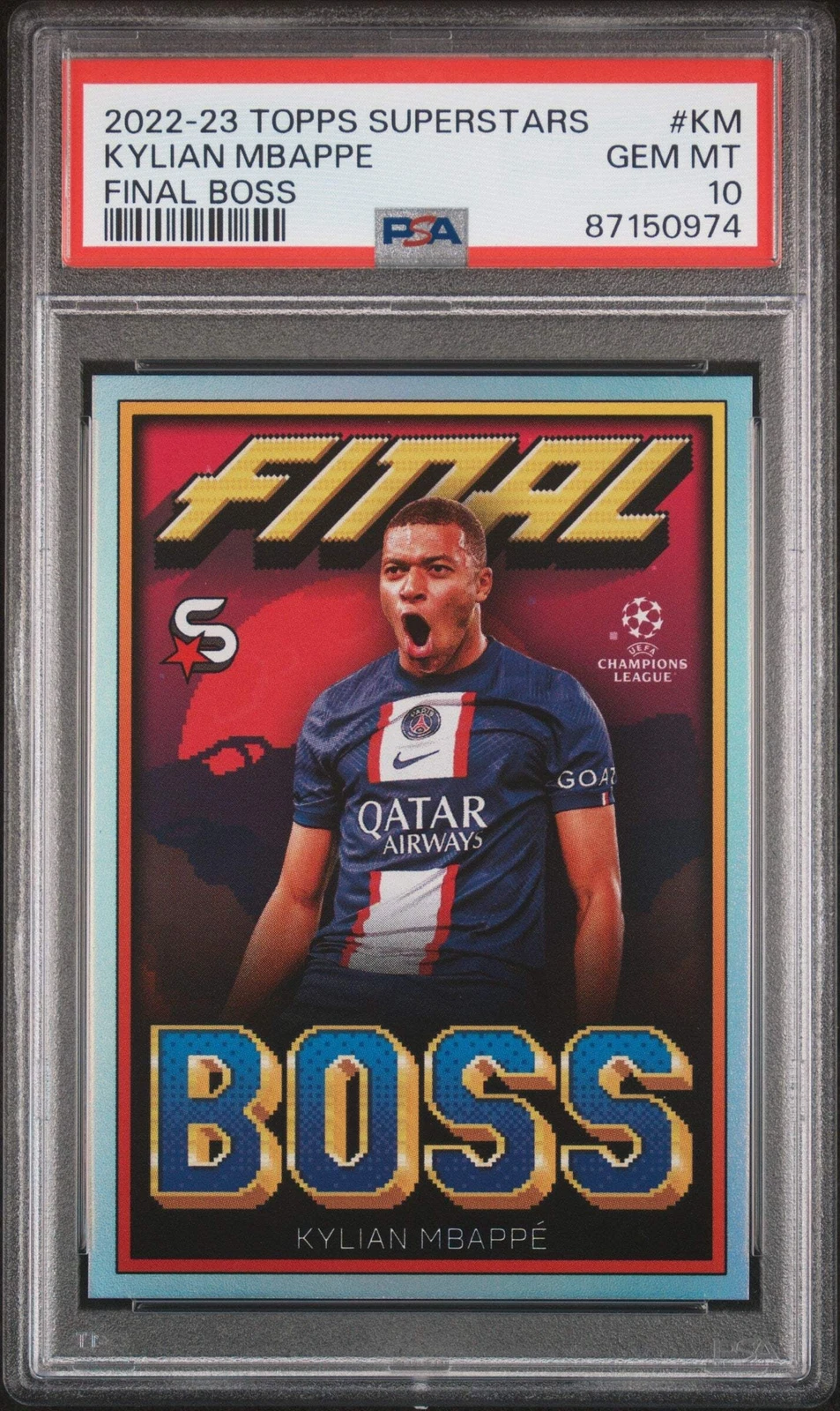 Graded 2022 Topps Superstarts Kylian Mbappe #KM Final Boss Soccer Card PSA 10