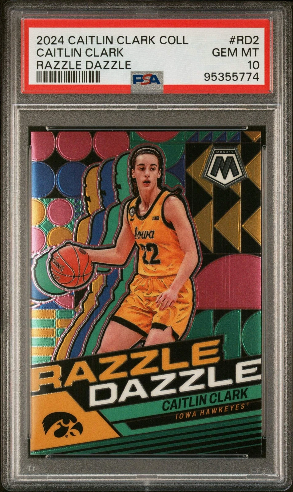 Graded 2024 Panini Caitlin Clark #RD2 Razzle Dazzle RC Basketball Card PSA 10