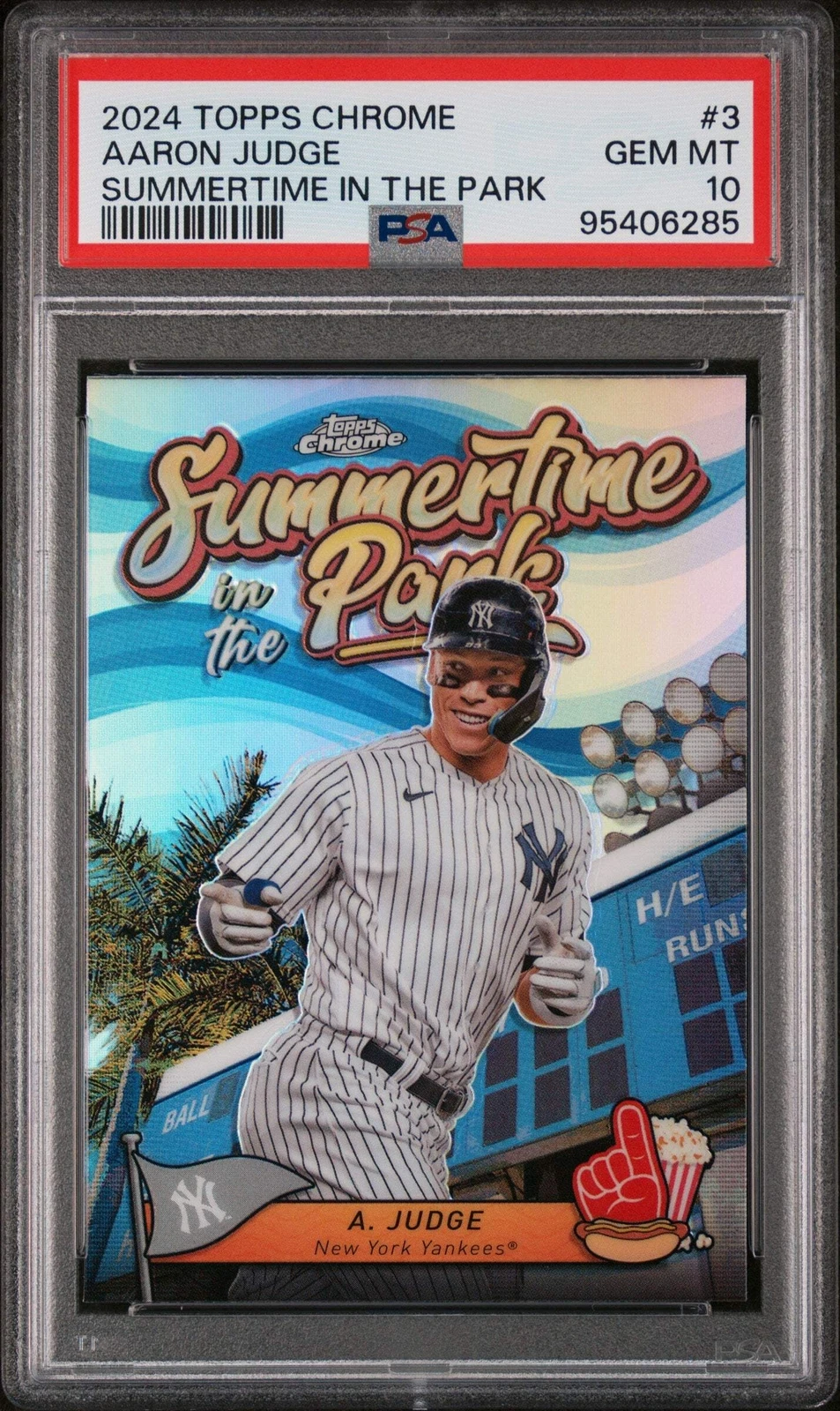 Graded 2024 Topps Chrome Aaron Judge #3 Summertime Baseball Card PSA 10