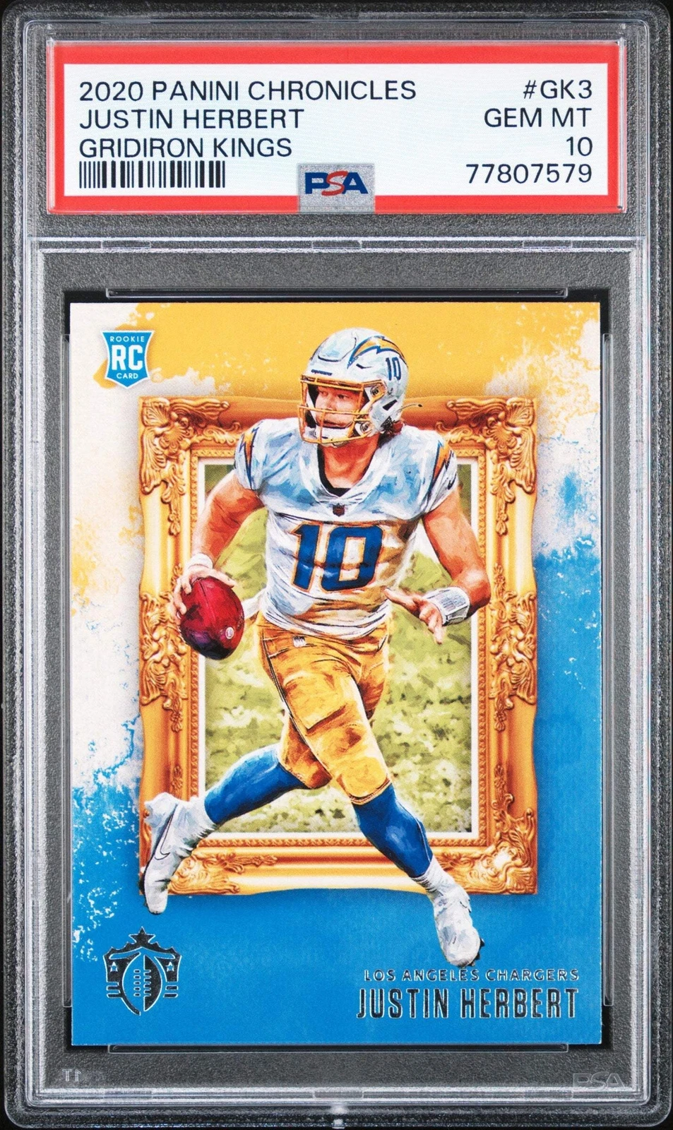 Graded 2020 Chronicles Justin Herbert #GK3 Gridiron Kings Football Card PSA 10