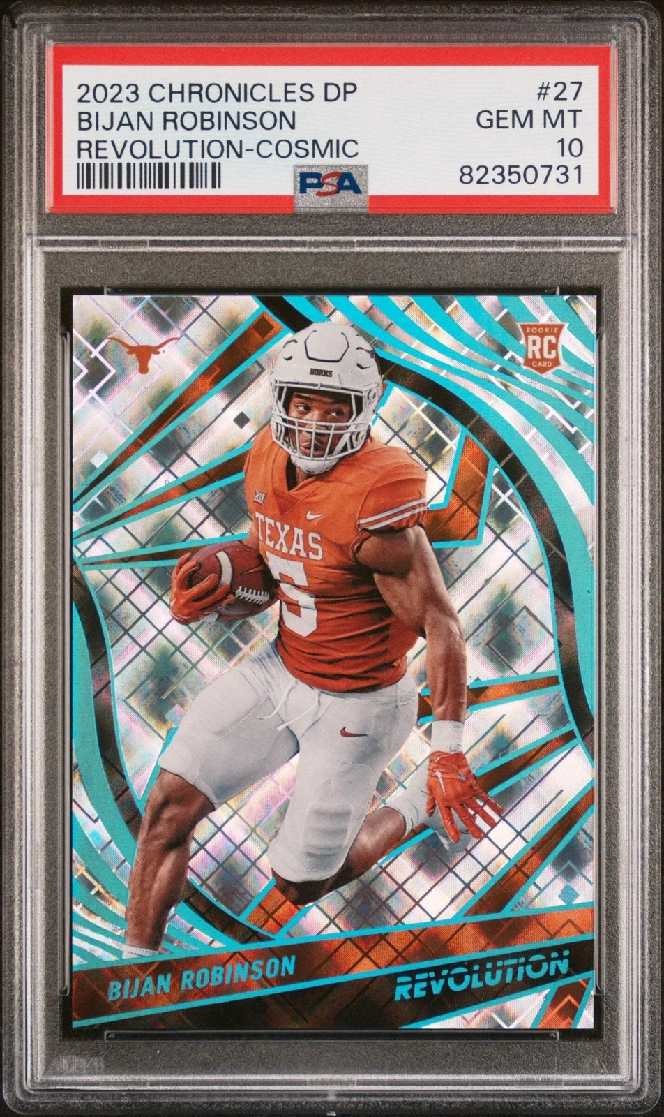 Graded 2023 Chronicles DP Bijan Robinson #27 Cosmic #/99 RC Football Card PSA 10