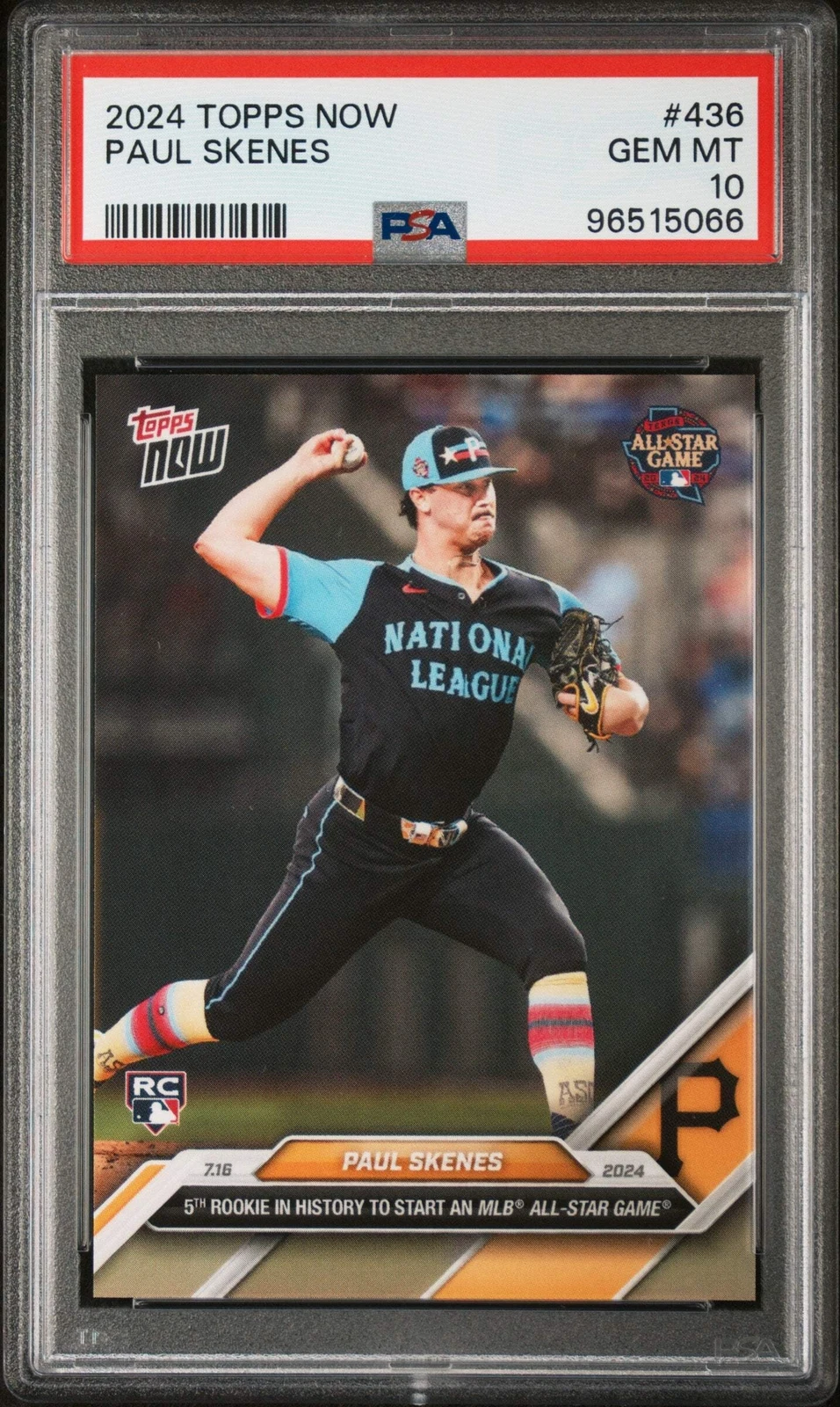 Graded 2024 Topps Now Paul Skenes #436 All Star Game Rookie Baseball Card PSA 10