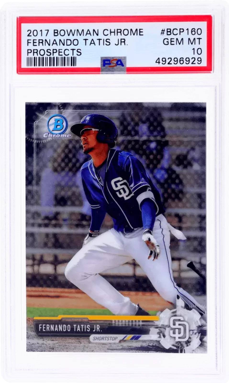 Graded 2017 Bowman Chrome Fernando Tatis Jr. #BCP160 Pros Baseball Card PSA 10
