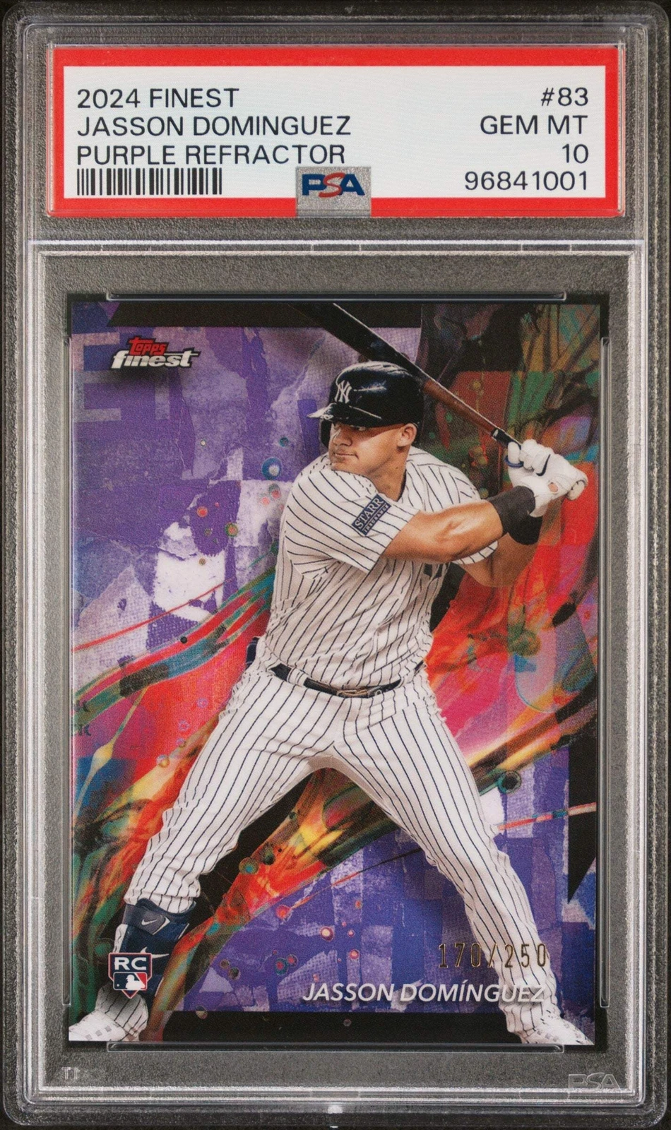 Graded 2024 Topps Finest Jasson Dominguez #83 Purple /250 Baseball Card PSA 10