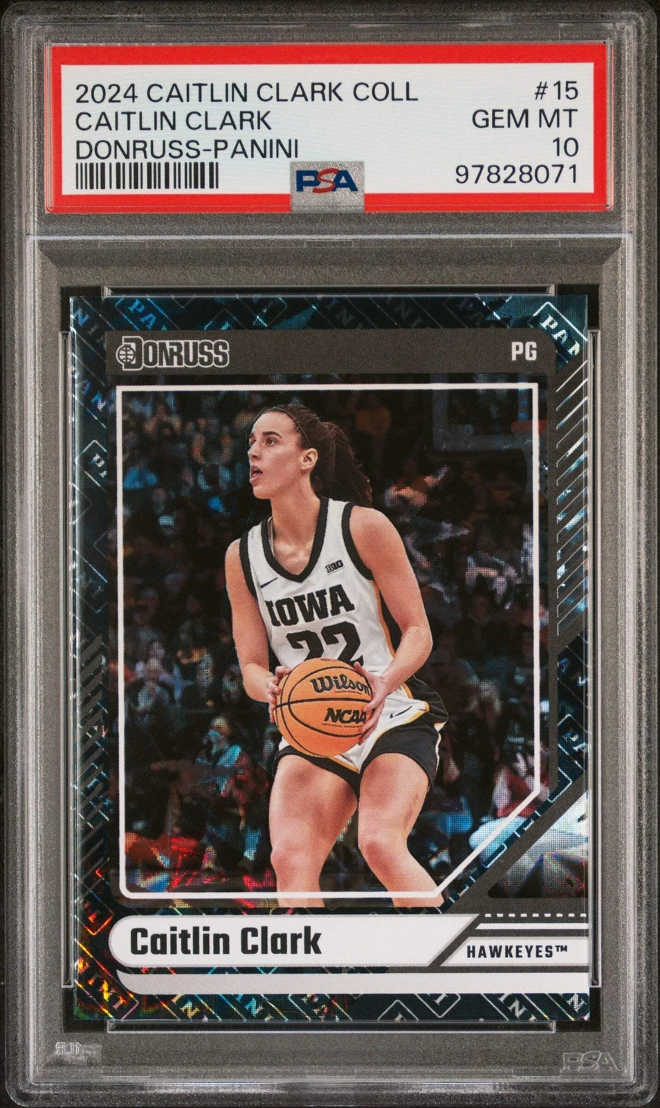 Graded 2024 Panini Coll Caitlin Clark #15 Donruss Panini Basketball Card PSA 10