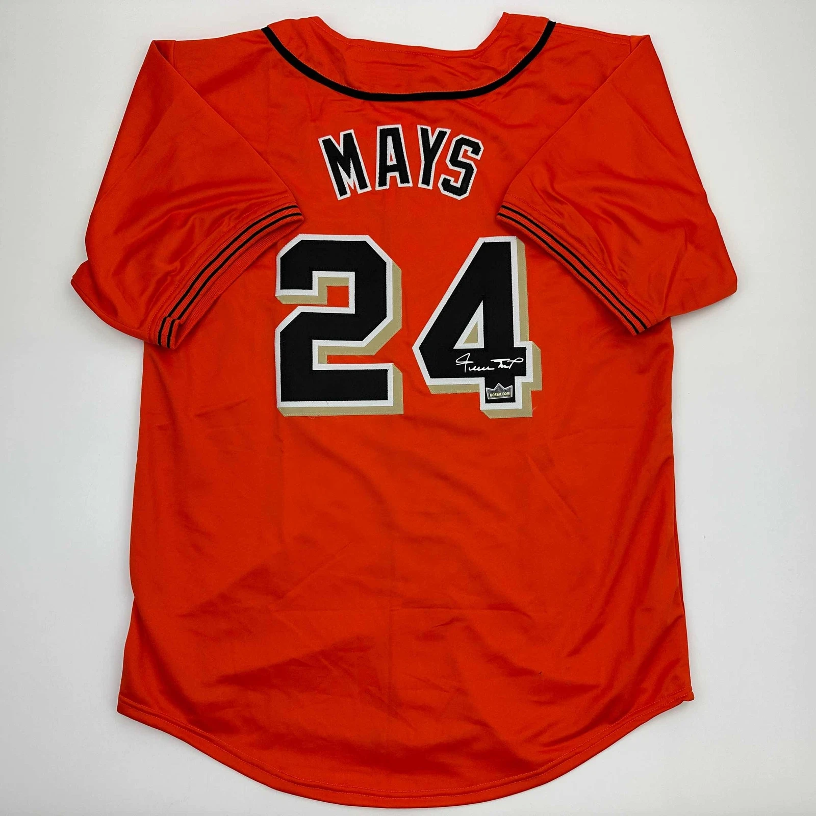 Facsimile Autographed Willie Mays San Francisco Orange Reprint Jersey Men's XL