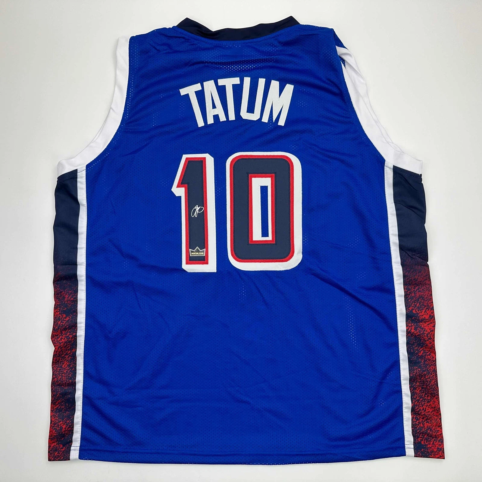 Facsimile Autographed Jayson Tatum 2024 Team USA Blue Jersey Size Men's XL