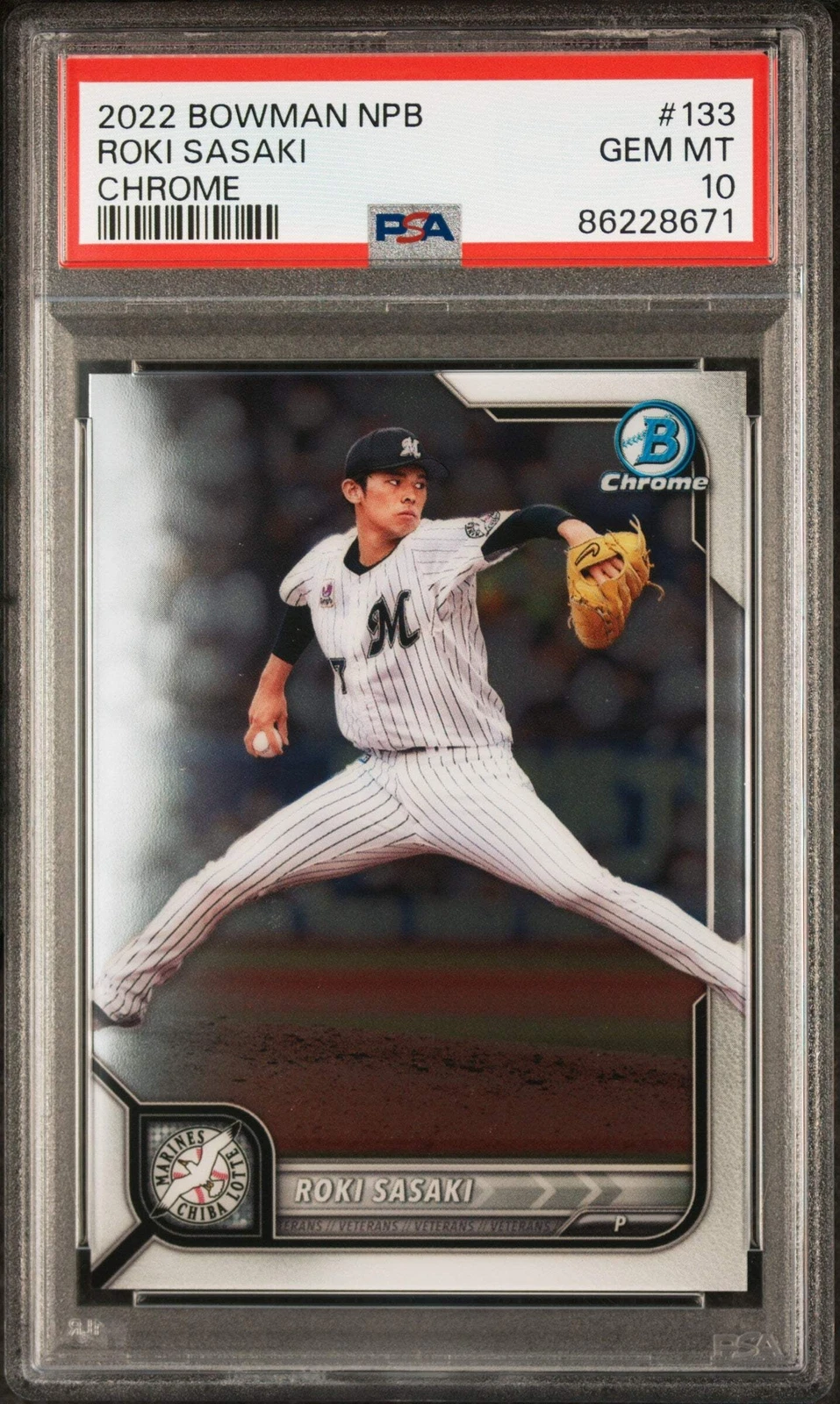 Graded 2022 Topps Bowman NPB Roki Sasaki #133 Chrome Rookie Baseball Card PSA 10