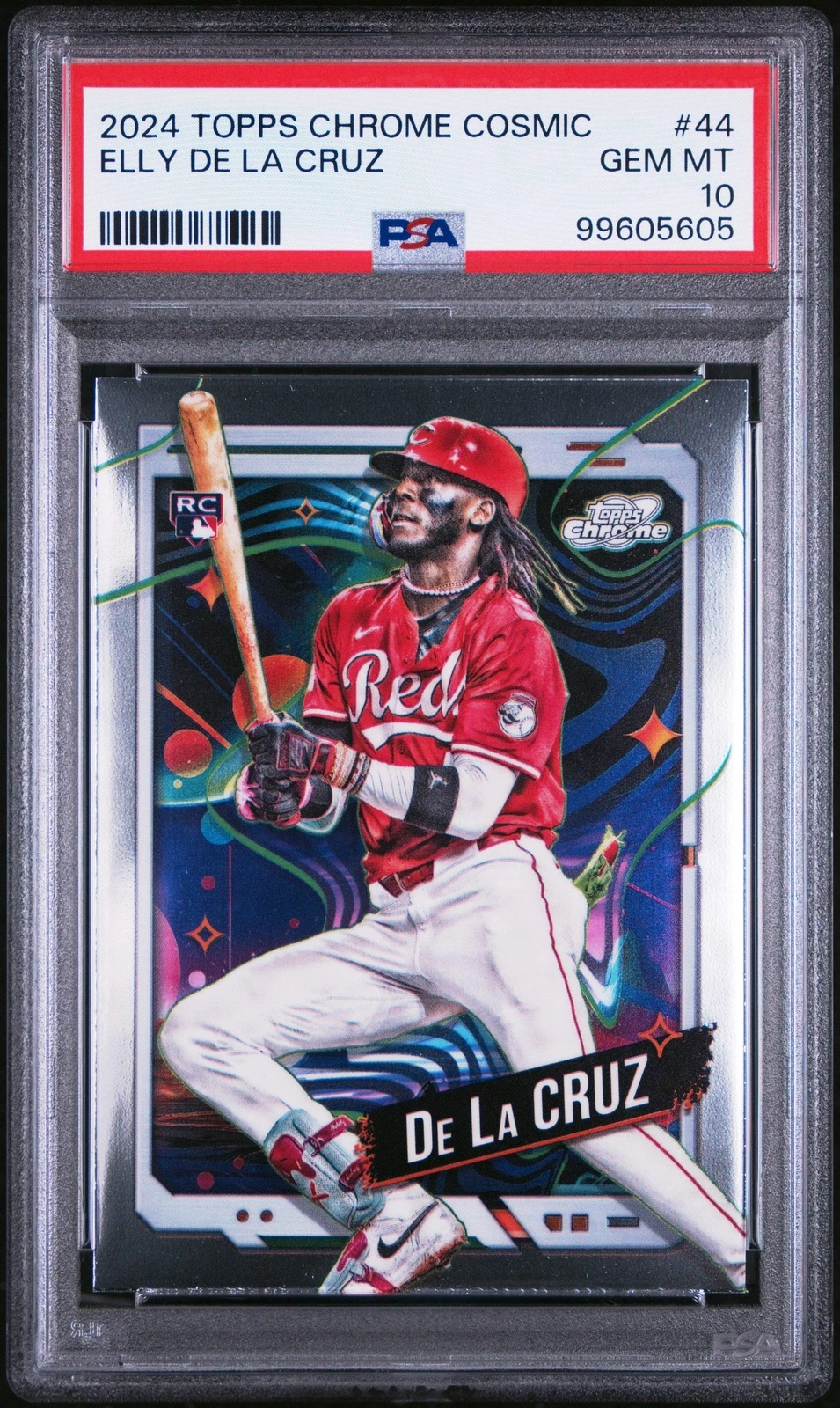 Graded 2024 Topps Cosmic Chrome Elly De La Cruz #44 RC Baseball Card PSA 1