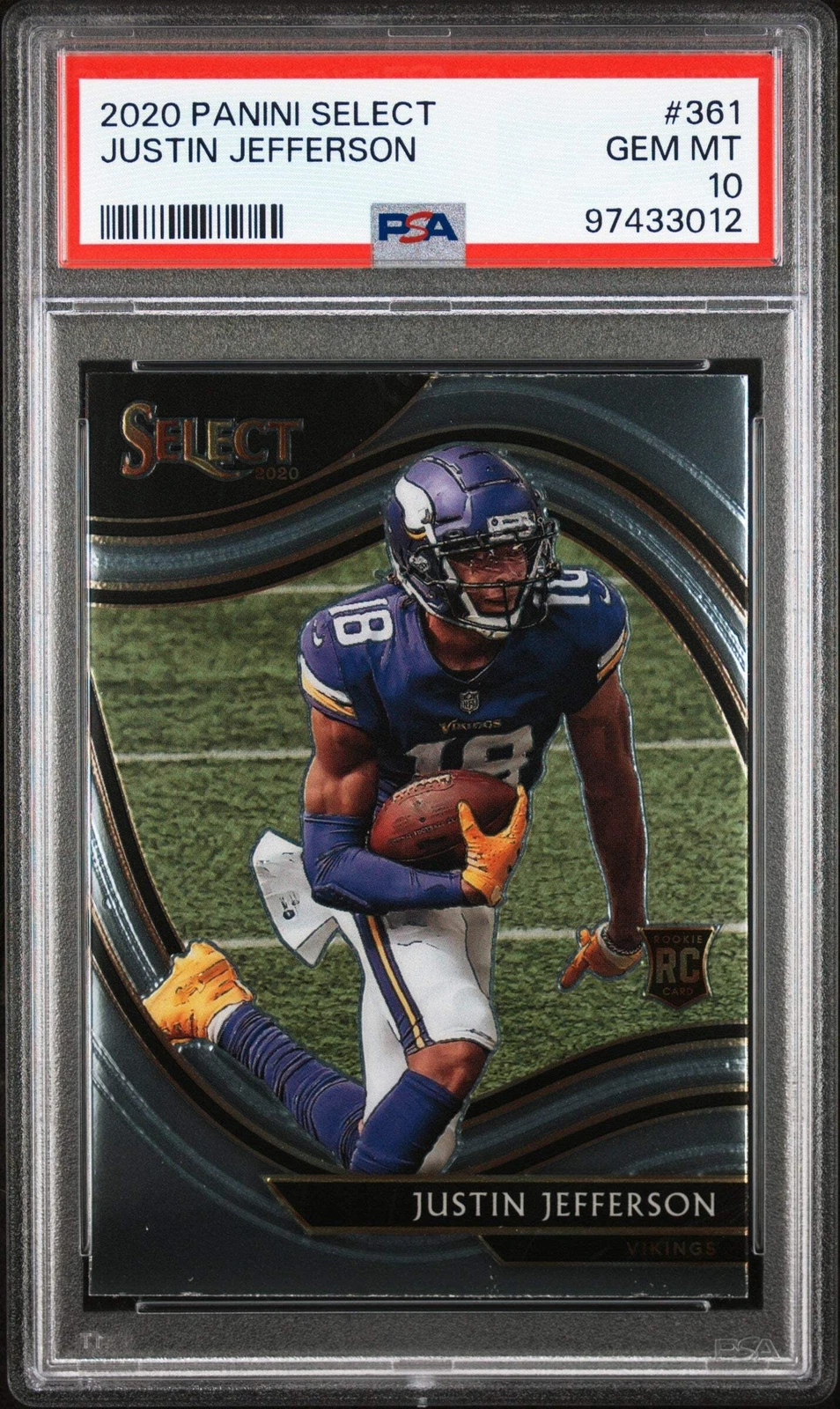 Graded 2020 Panini Select Justin Jefferson #361 Rookie RC Football Card PSA 10