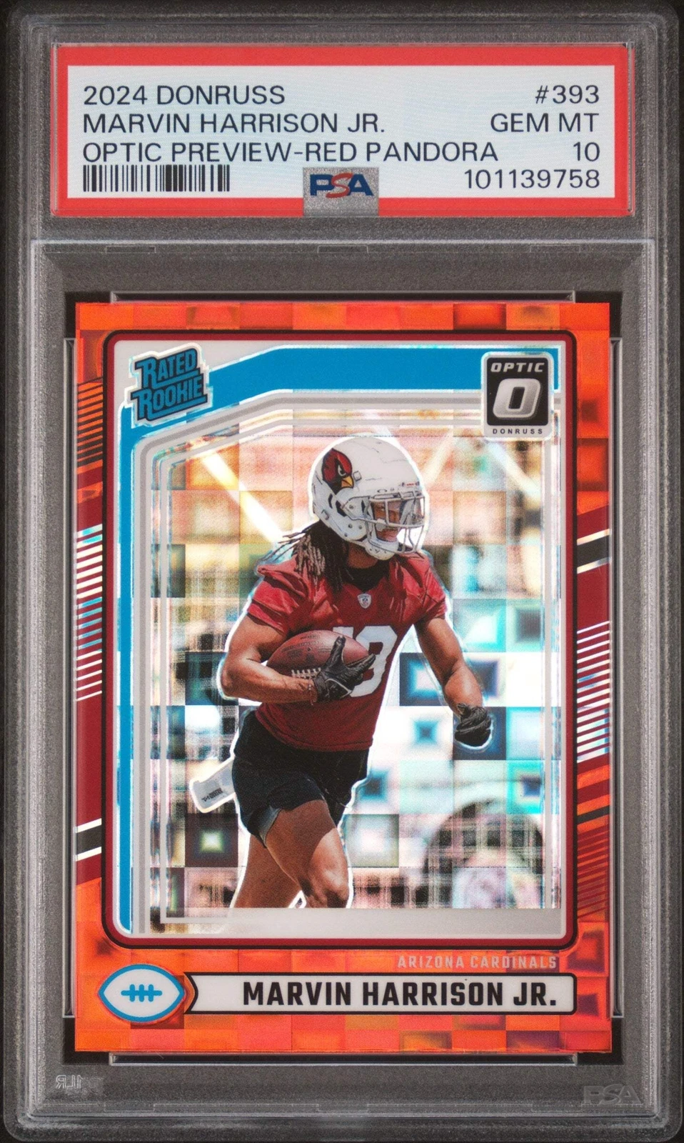 Graded 2024 Donruss Marvin Harrison Jr #393 Red Pandora Football Card PSA 10