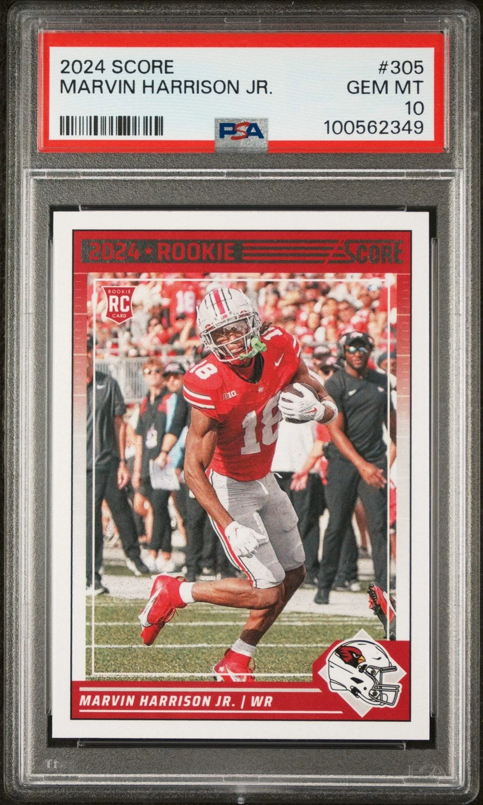 Graded 2024 Panini Score Marvin Harrison Jr #305 Rookie RC Football Card PSA 10