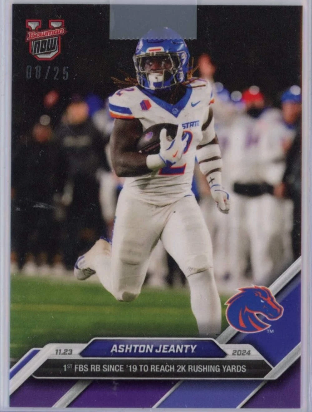 2024 Bowman U Now Ashton Jeanty #48 Purple /25 Boise State Broncos Football Card