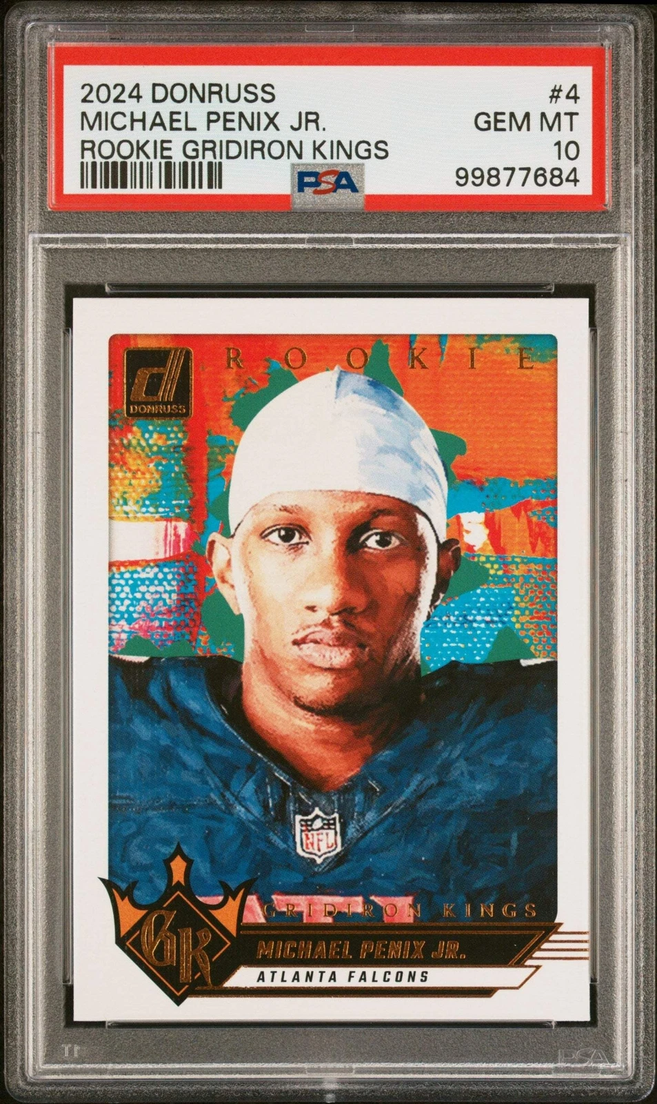 Graded 2024 Donruss Michael Penix Jr #4 Gridiron Kings RC Football Card PSA 10