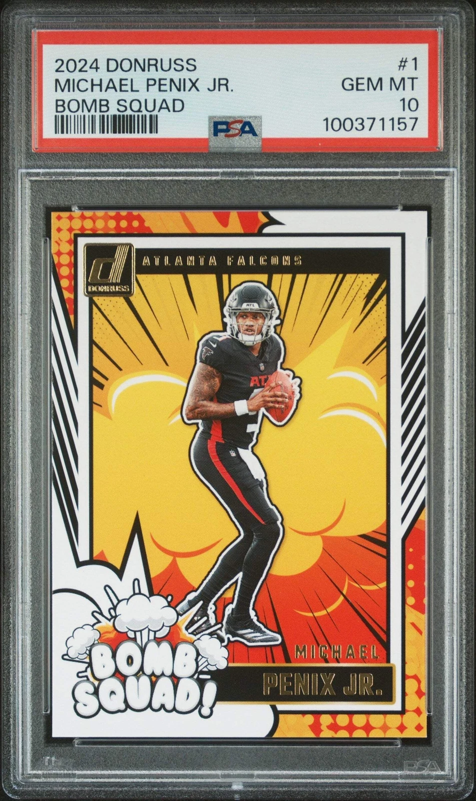 Graded 2024 Donruss Michael Penix Jr #1 Bomb Squad Rookie Football Card PSA 10