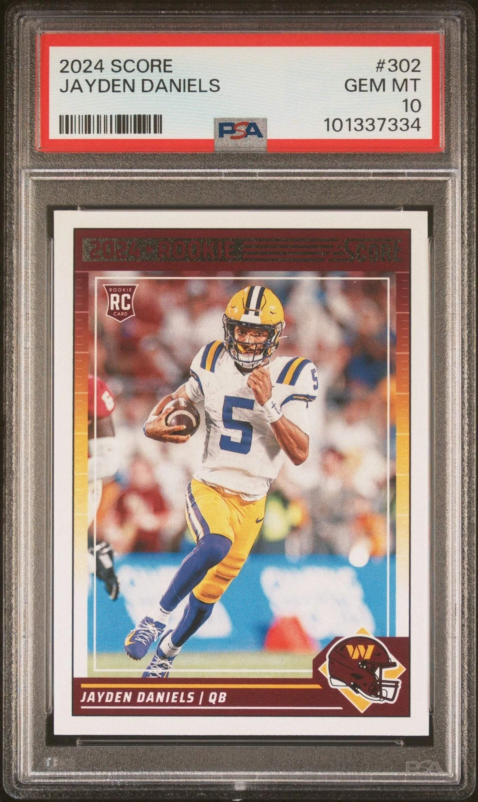 Graded 2024 Panini Score Jayden Daniels #302 Rookie RC Football Card PSA 10