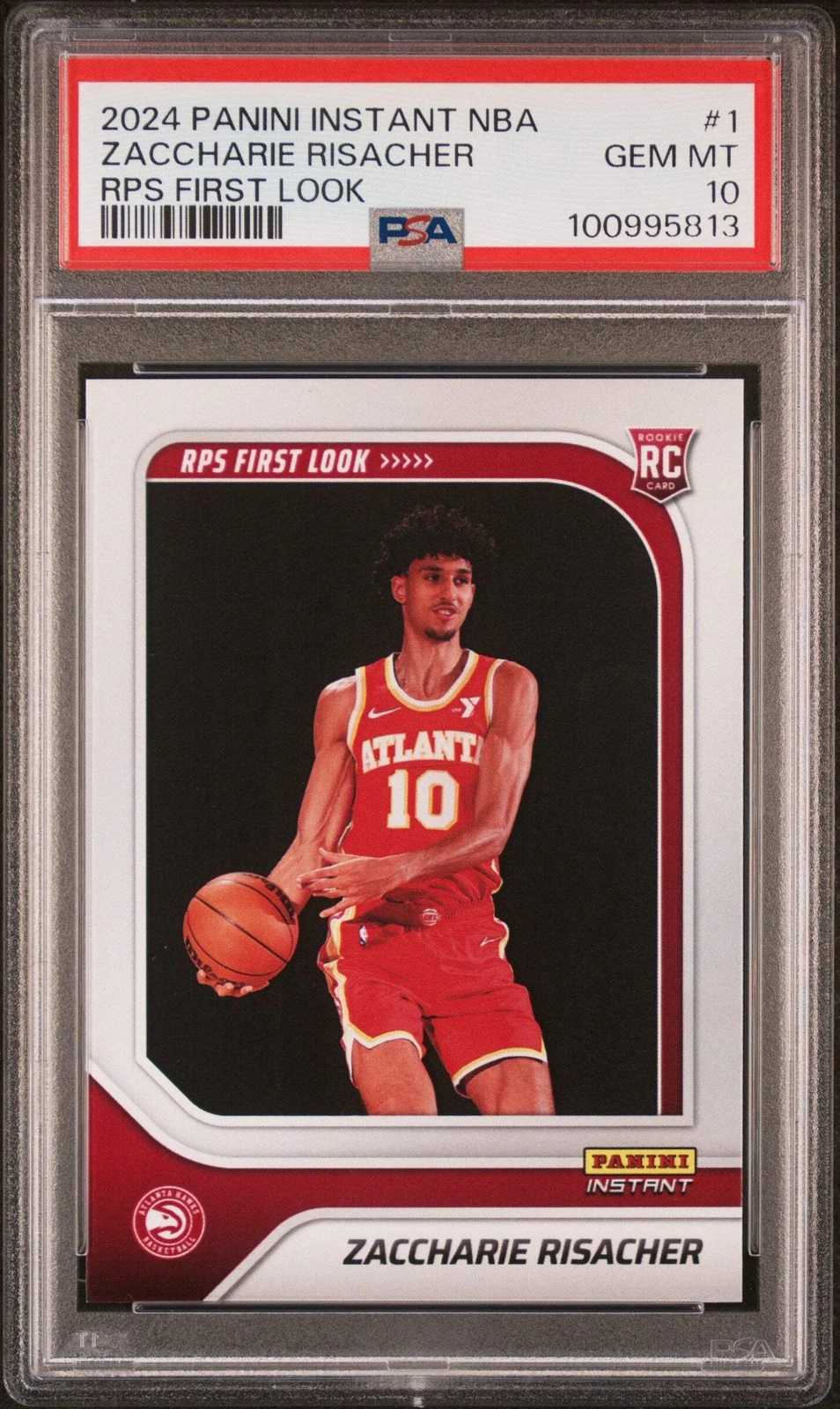 Graded 2024 Panini Instant  Zaccharie Risacher #1 RPS Basketball Card PSA 10