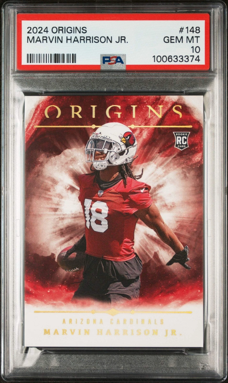 Graded 2024 Panini Origins Marvin Harrison Jr #148 Rookie Football Card PSA 10