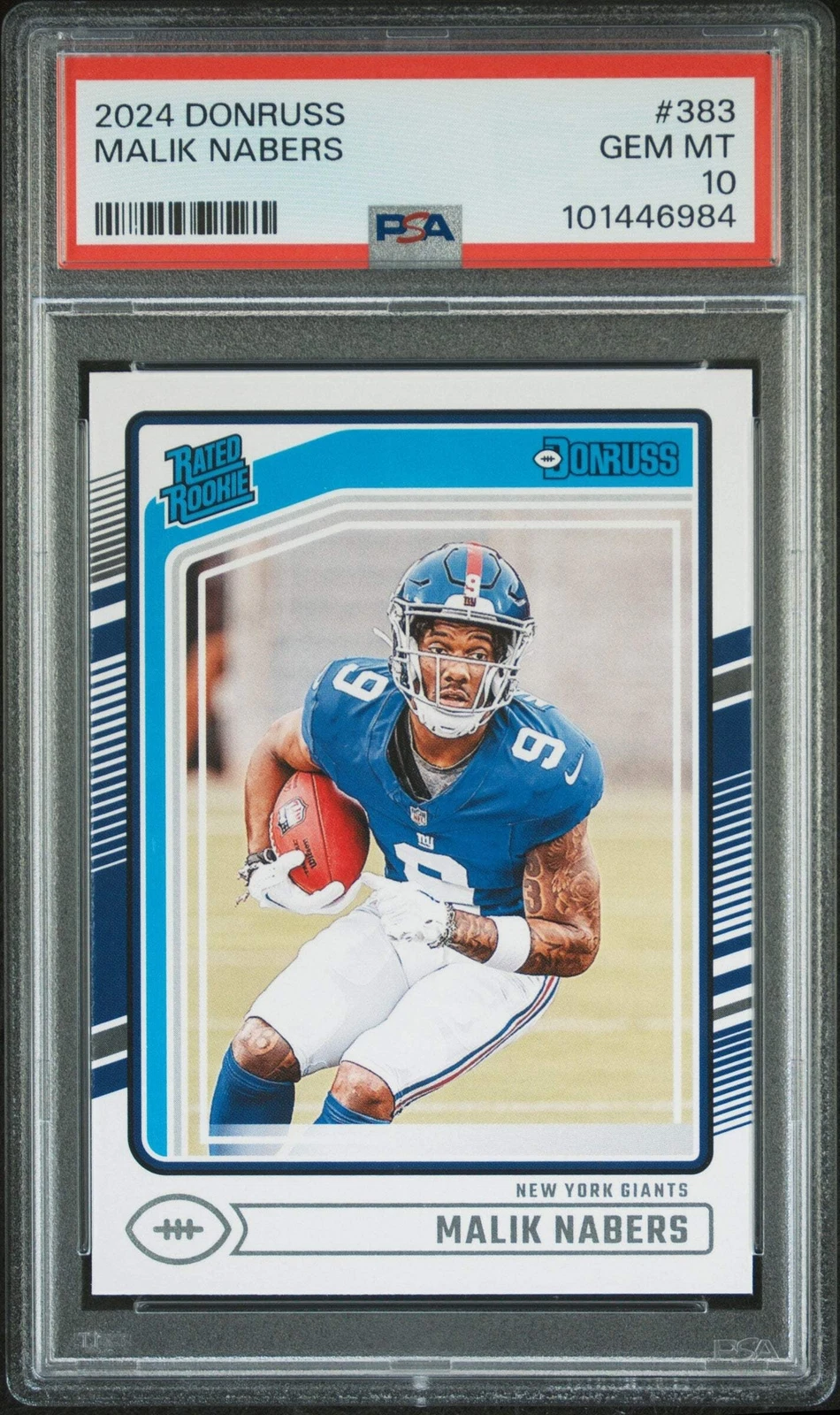 Graded 2024 Panini Donruss Malik Nabers #383 Rookie RC Football Card PSA 10