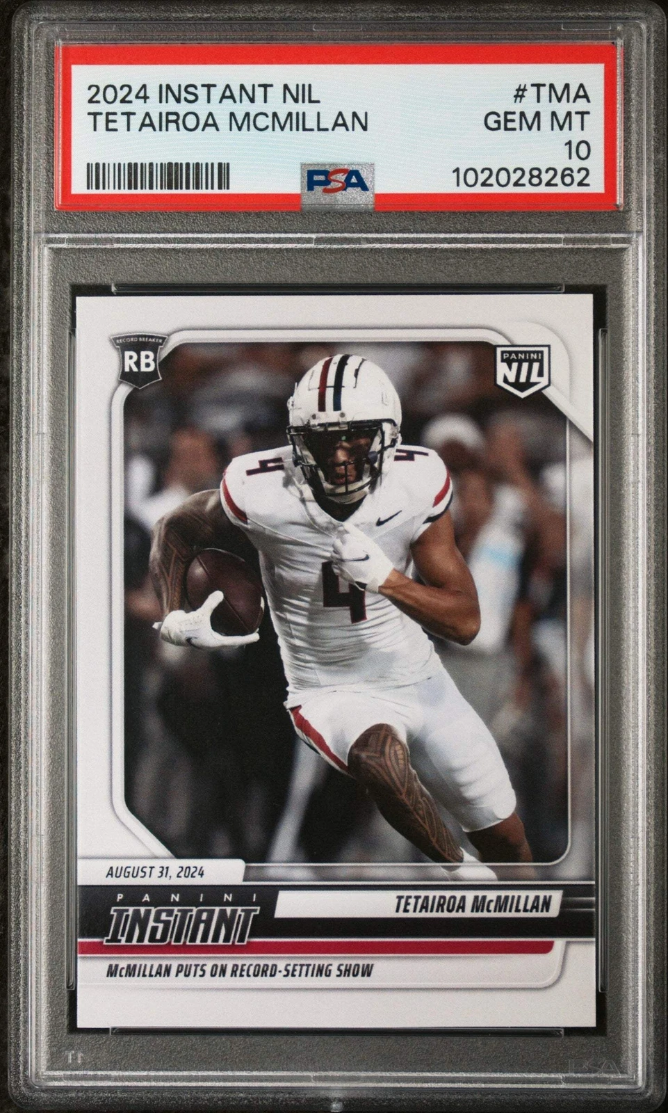 Graded 2024 Panini Instant NIL Tetairoa McMillan #TMA RC Football Card PSA 10