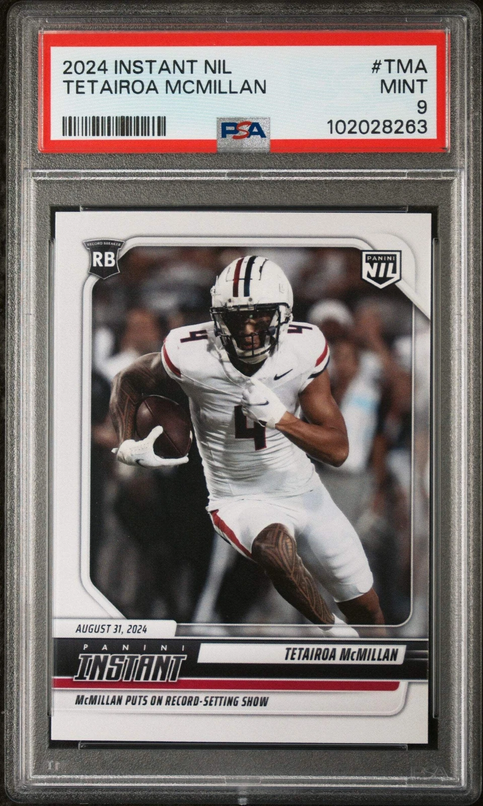 Graded 2024 Panini Instant NIL Tetairoa McMillan #TMA Rookie Football Card PSA 9