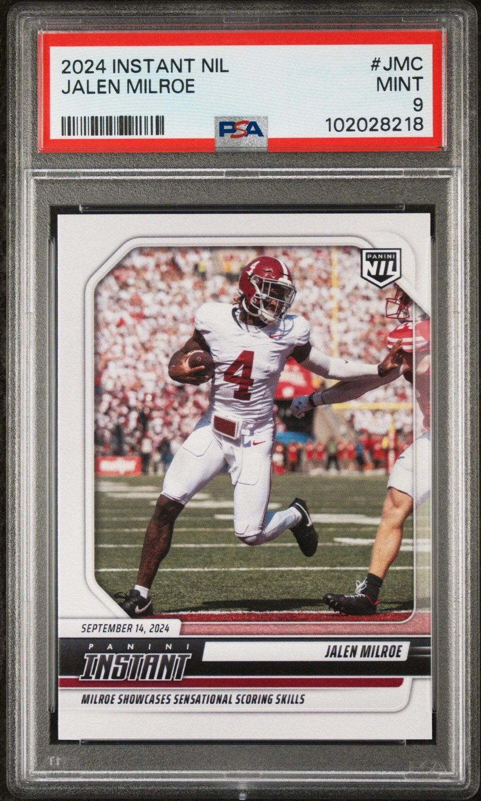 Graded 2024 Panini Instant NIL Jalen Milroe #JMC Rookie RC Football Card PSA 9
