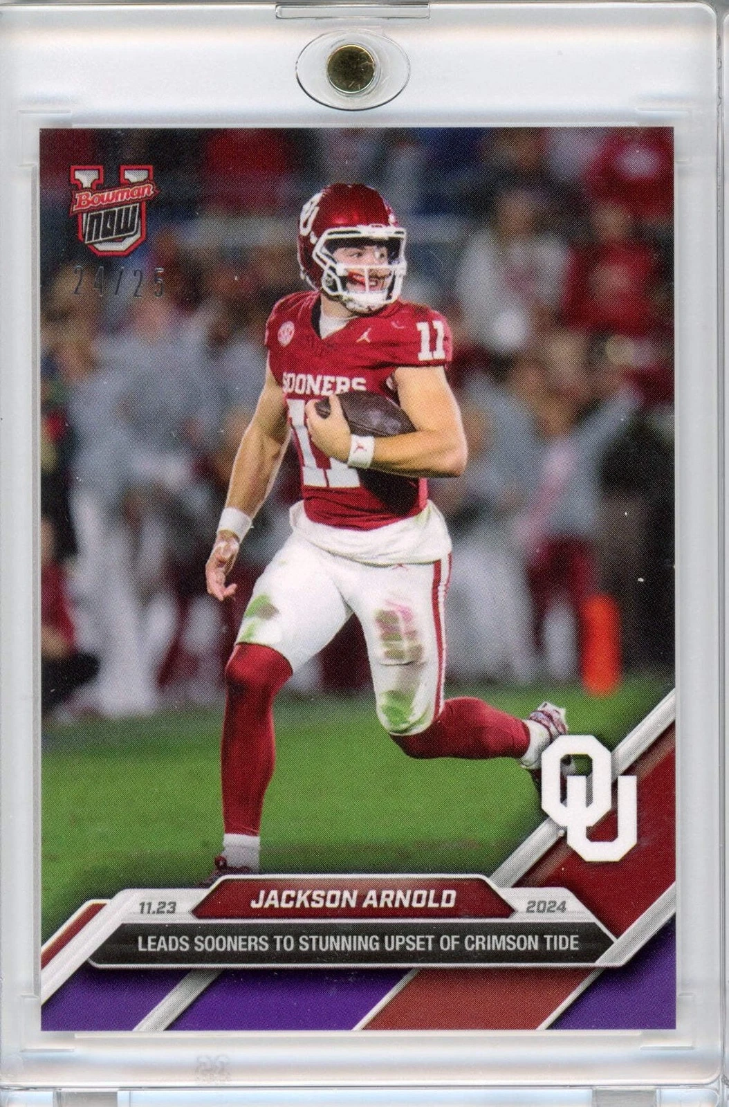 2024 Bowman U Now Jackson Arnold #46 Purple /25 Oklahoma Sooners Football Card