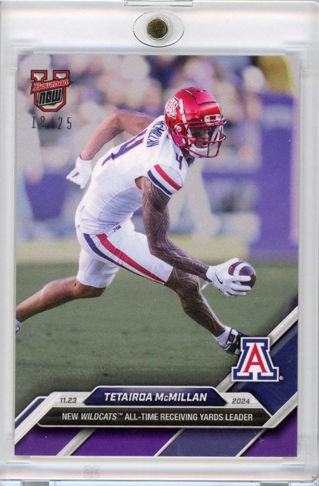 2024 Bowman Now Tetairoa McMillan #47 Purple /25 Arizona Wildcats Football Card