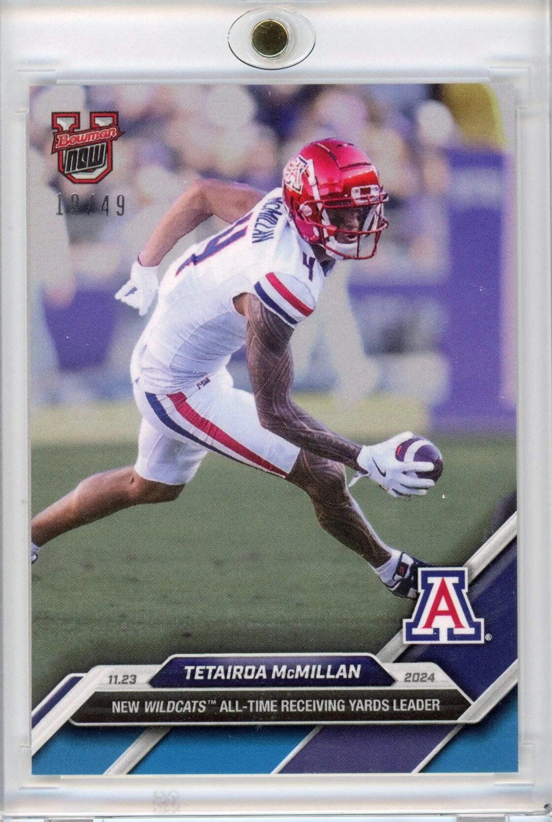 2024 Bowman U Now Tetairoa McMillan #47 Blue /49 Arizona Wildcats Football Card