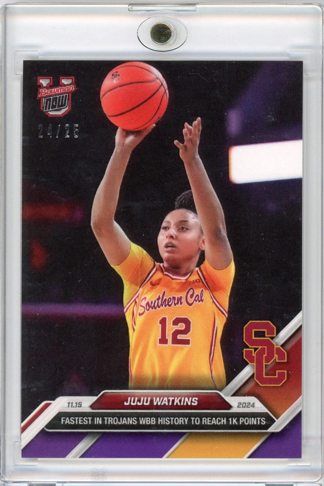 2024 Bowman U Now JuJu Watkins #11 Purple /25 USC Trojans Rookie Basketball Card
