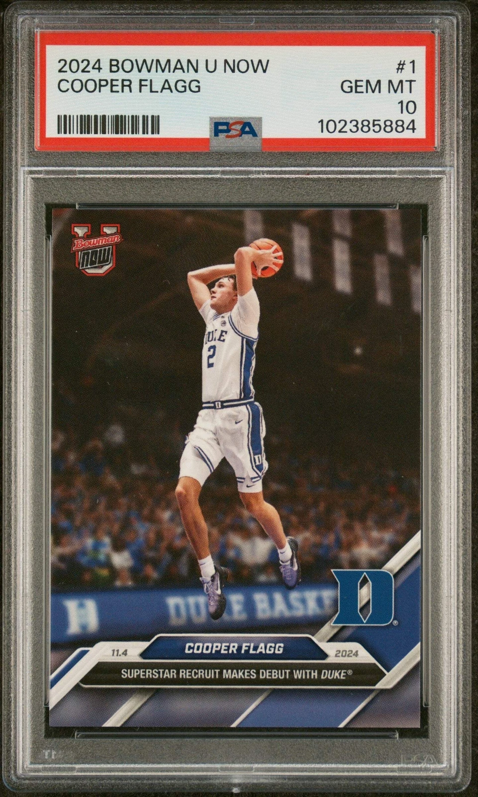 Graded 2024 Bowman U Now Cooper Flagg #1 Debut Rookie RC Basketball Card PSA 10