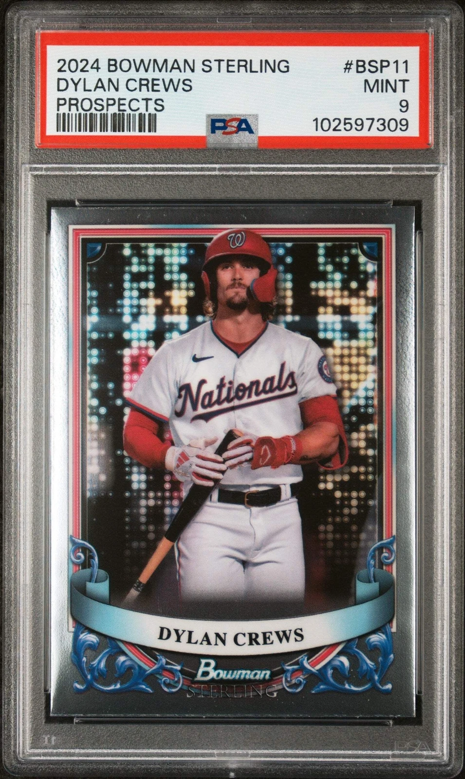 Graded 2024 Topps Bowman Sterling Dylan Crews #BSP11 Rookie RC Card PSA 9 Mint