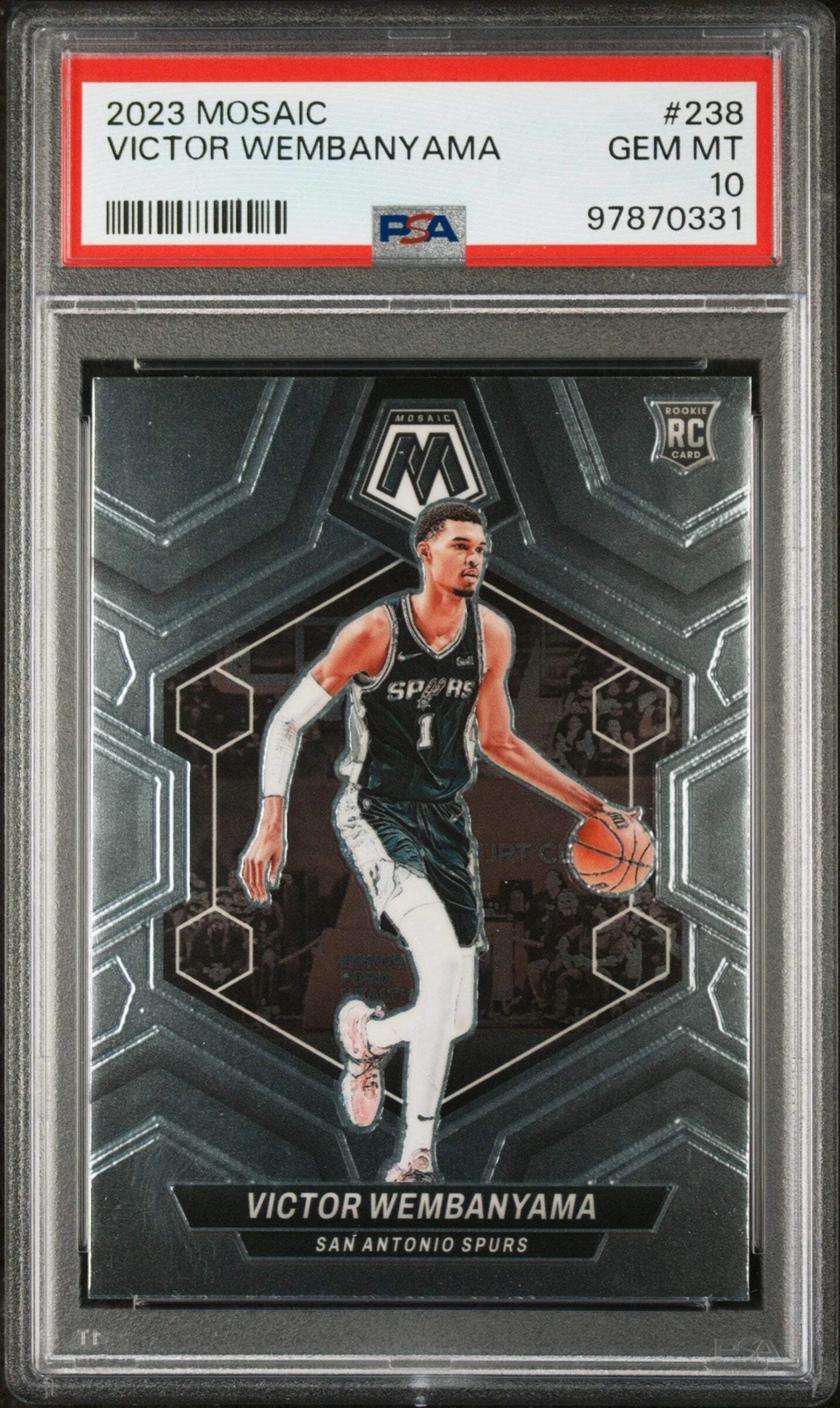Graded 2023 Panini Mosaic Victor Wembanyama #238 Rookie Basketball Card PSA 10