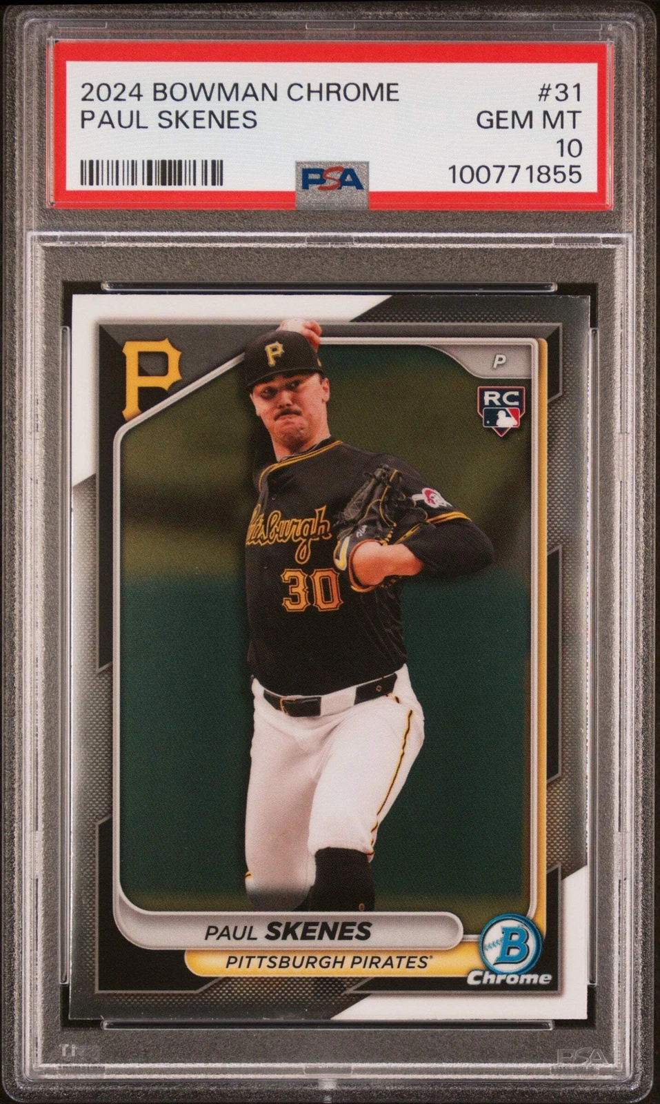 Graded 2024 Topps Bowman Chrome Paul Skenes #31 Rookie RC Baseball Card PSA 10