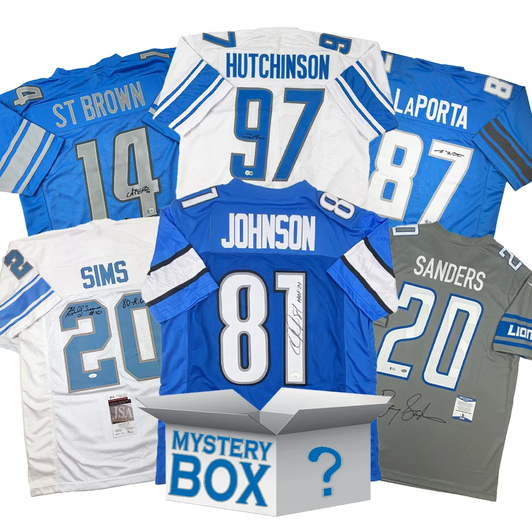 Autographed/Signed Detroit Football Jersey Mystery Box PSA JSA or Beckett COA
