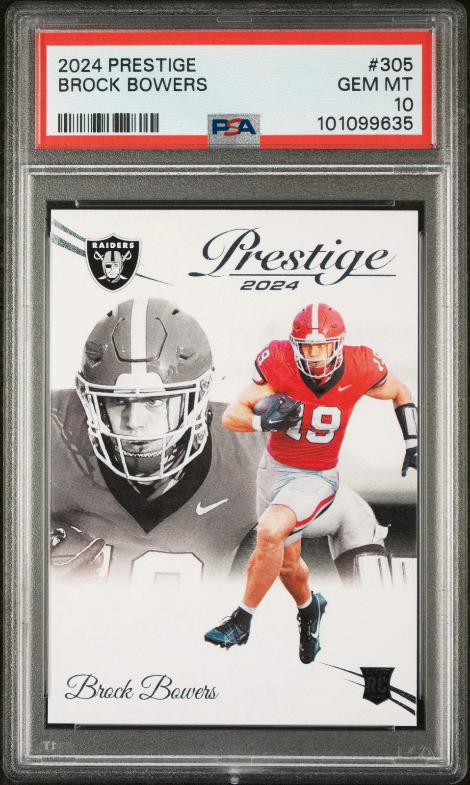 Graded 2024 Panini Prestige Brock Bowers #305 Rookie RC Football Card PSA 10 Gem
