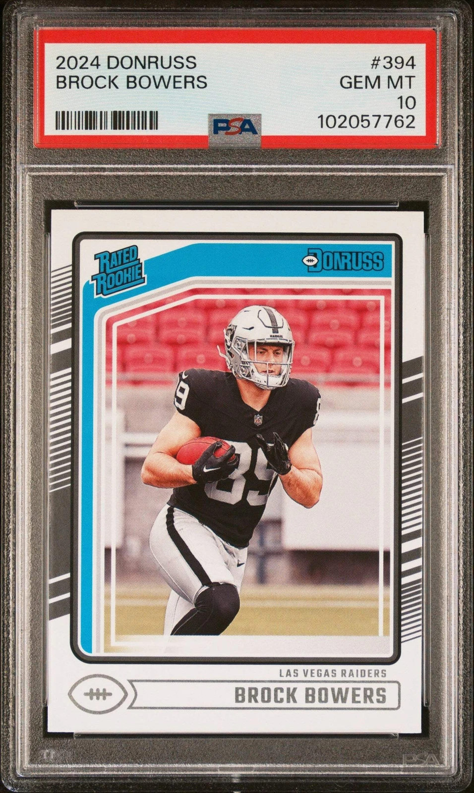 Graded 2024 Panini Donruss Brock Bowers #394 Rookie RC Football Card PSA 10 Gem