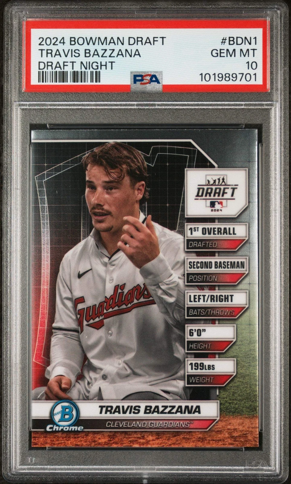 Graded 2024 Bowman Draft Travis Bazzana #BDN1 Draft Night Baseball Card PSA 10